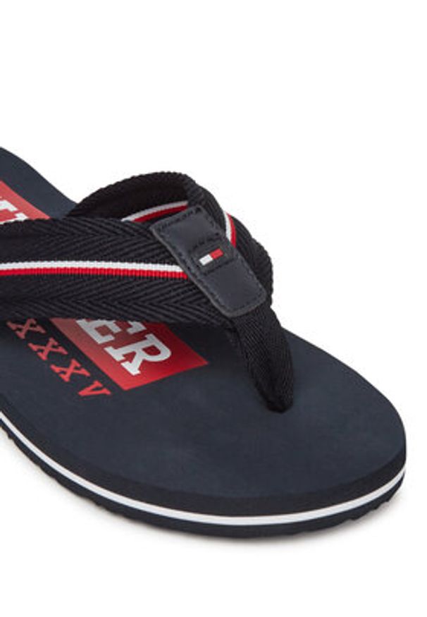 TOMMY HILFIGER - Tommy Hilfiger Japonki Corporate Hilfiger Beach FM0FM05436 Granatowy. Kolor: niebieski. Materiał: materiał