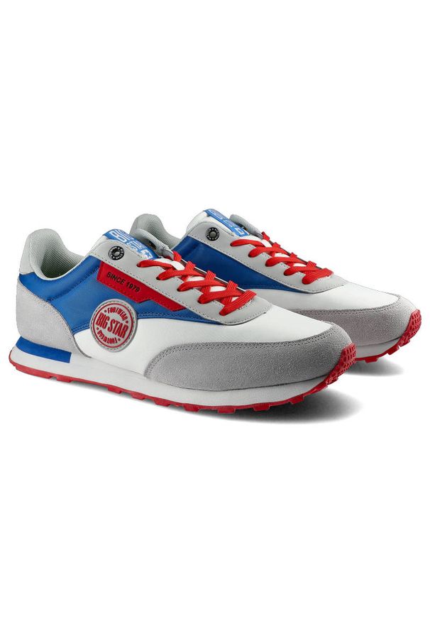 Big-Star - Białe Sneakersy Big Star Męskie Modne Obuwie. Okazja: na co dzień. Zapięcie: sznurówki. Kolor: biały. Materiał: skóra ekologiczna, materiał