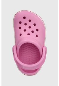 Crocs klapki dziecięce CROCBAND CLEAN CLOG kolor różowy. Nosek buta: okrągły. Kolor: różowy. Materiał: materiał, guma. Wzór: gładki #3