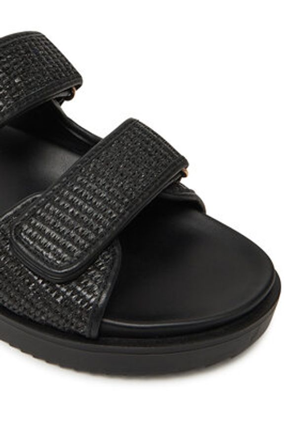 TOMMY HILFIGER - Tommy Hilfiger Klapki DOUBLE STRAP RAFFIA FW0FW08940 Czarny. Kolor: czarny. Materiał: syntetyk