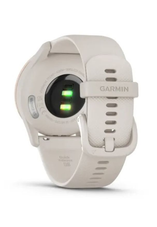 GARMIN - Garmin vivomove Trend (brzoskwiniowozłota ramka / kremowobiała koperta / kremowobiały pasek). Rodzaj zegarka: analogowe. Kolor: biały. Styl: retro, młodzieżowy, klasyczny