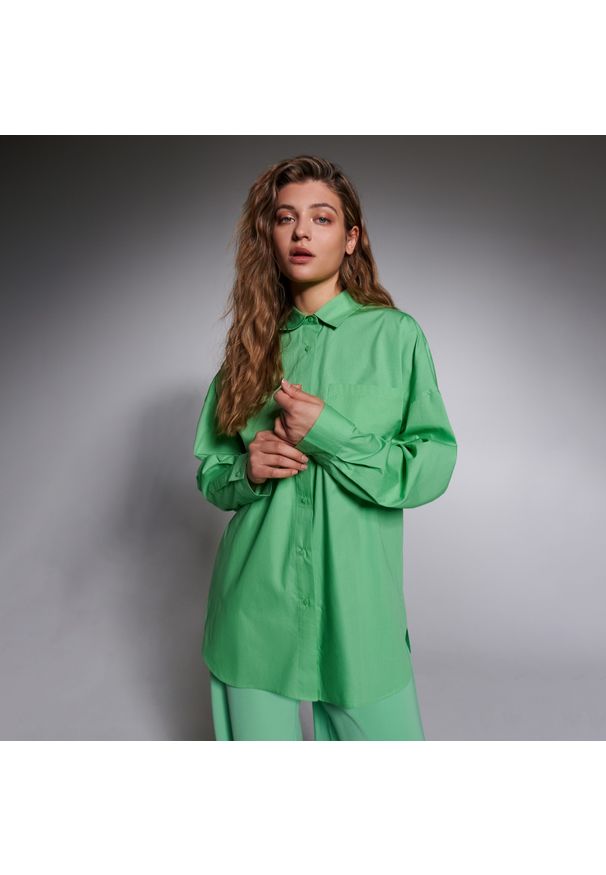 Sinsay - Koszula oversize - Zielony. Kolor: zielony