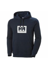 Bluza z kapturem Helly Hansen box. Typ kołnierza: kaptur. Kolor: niebieski. Materiał: bawełna. Wzór: nadruk #1