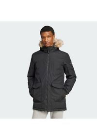 Adidas - Paveric Fur Parka. Kolor: czarny. Materiał: puch
