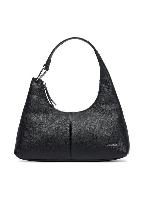 Calvin Klein Torebka Slouchy Leather Shoulder Bag LV04F3657G Czarny. Kolor: czarny. Materiał: skórzane