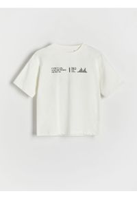 Reserved - T-shirt oversize - złamana biel. Materiał: bawełna, dzianina #1