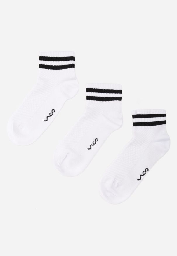 Born2be - Białe 3-pack Skarpety Sportowe z Bawełną Alohilani. Kolor: biały. Materiał: bawełna