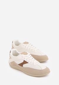 Born2be - Brązowe Sneakersy Ozdobione Geometrycznym Motywem Lamemisia. Okazja: na co dzień, na spotkanie biznesowe, do pracy. Kolor: brązowy. Wzór: geometria, aplikacja #6