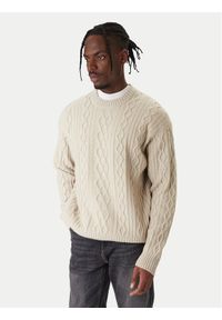 BOSS Sweter Kableto 50548689 Beżowy Regular Fit. Kolor: beżowy. Materiał: wełna #1