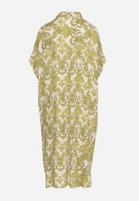 Born2be - Ciemnozielona Pudełkowa Sukienka Koszulowa z Wiskozy w Ornamentalny Print Vanisse. Okazja: na co dzień. Kolor: zielony. Materiał: wiskoza. Długość rękawa: krótki rękaw. Wzór: nadruk. Sezon: wiosna, lato. Typ sukienki: koszulowe. Styl: casual #7