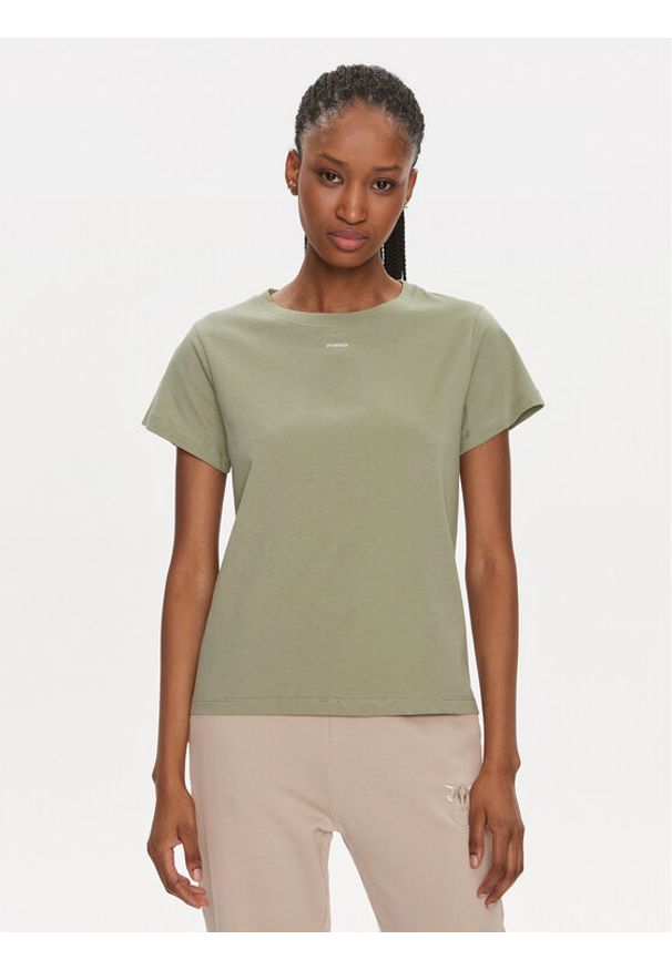 Pinko T-Shirt 100373 A1N8 Zielony Regular Fit. Kolor: zielony. Materiał: bawełna