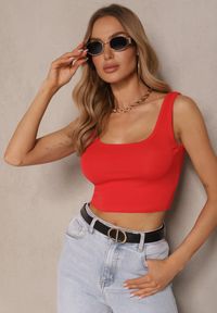 Renee - Czerwony Bawełniany Top Nusolira. Okazja: na co dzień. Kolor: czerwony. Materiał: bawełna. Długość: krótkie. Styl: klasyczny, casual #4