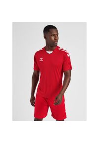 Koszulka piłkarska z krótkim rękawem męska Hummel Core XK Poly Jersey S/S. Kolor: różowy, wielokolorowy, czerwony. Materiał: jersey. Długość rękawa: krótki rękaw. Długość: krótkie. Sport: piłka nożna #1