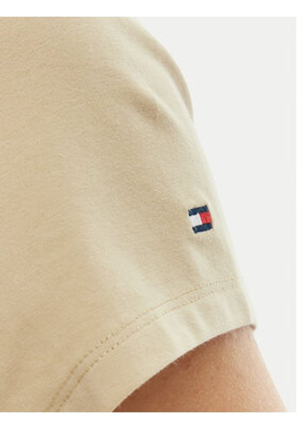 TOMMY HILFIGER - Tommy Hilfiger T-Shirt WW0WW48710 Beżowy Slim Fit. Kolor: beżowy. Materiał: bawełna