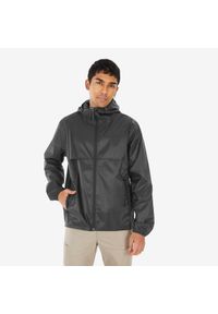 quechua - Kurtka turystyczna męska Quechua Raincut zamek. Kolor: czarny, różowy. Materiał: poliester, materiał. Sport: turystyka piesza