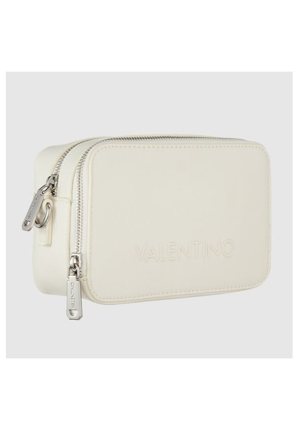 Valentino by Mario Valentino - VALENTINO Ecru torebka dwukomorowa z regulowanym paskiem holiday re camera bag. Kolor: biały. Materiał: z tłoczeniem
