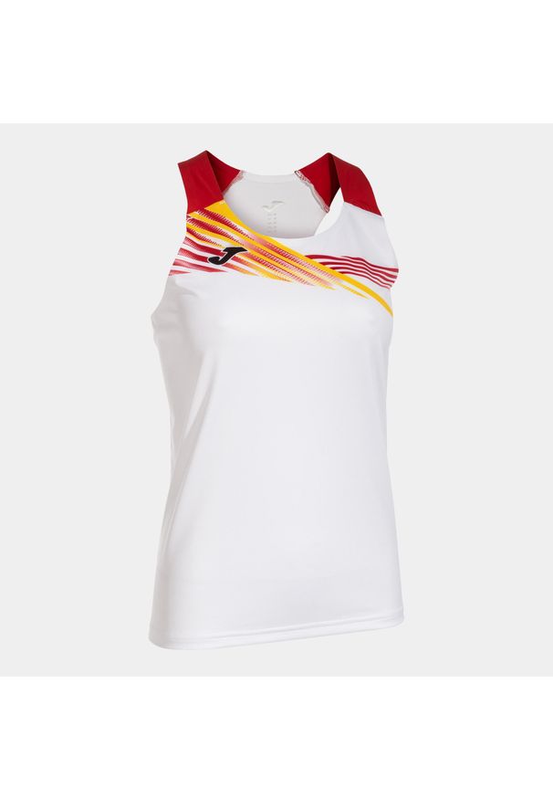Damski Tanktop Joma Elite X Biało-Czerwony - Lekki i Oddychający. Kolor: czerwony, biały, żółty, wielokolorowy. Materiał: poliester, elastan