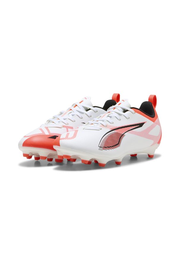 Puma - Młodzieżowe buty ULTRA 5 PLAY FG/AG PUMA White Black Glowing Red. Kolor: biały, czarny, czerwony, wielokolorowy. Materiał: syntetyk, materiał