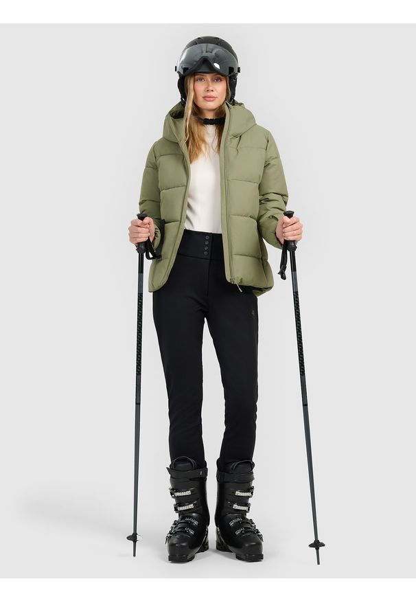 4f - 4F Kurtka narciarska membrana 5000 damska - khaki XXL. Kolor: oliwkowy, brązowy, wielokolorowy. Materiał: poliester. Wzór: gładki. Sezon: zima