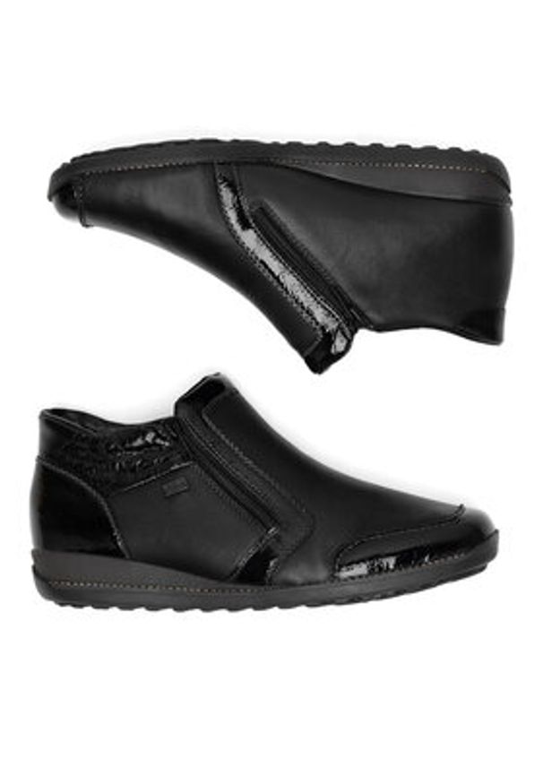 Rieker Botki 44278-00 Czarny. Kolor: czarny. Materiał: skóra