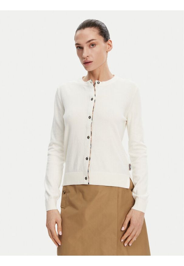 Barbour Kardigan Bredona LKN1008WH71 Écru Regular Fit. Materiał: bawełna