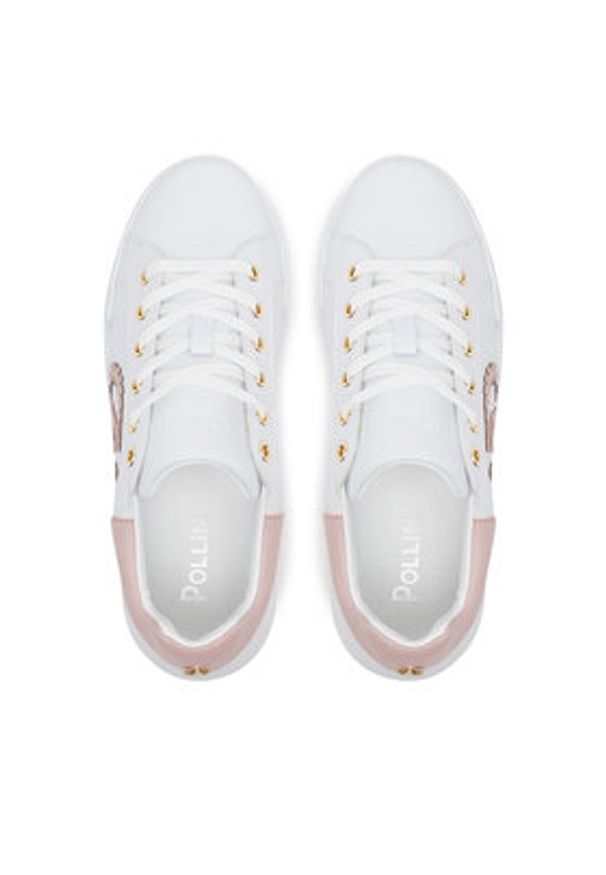 Pollini Sneakersy SA15184G0MXF113A Biały. Kolor: biały. Materiał: skóra