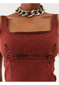 Patrizia Pepe Top 8C0615/D047-R805 Bordowy Slim Fit. Kolor: czerwony. Materiał: bawełna