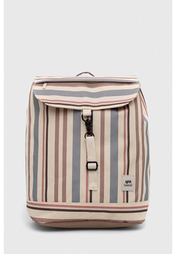 Lefrik plecak damski kolor beżowy duży wzorzysty. Kolor: beżowy. Materiał: poliester