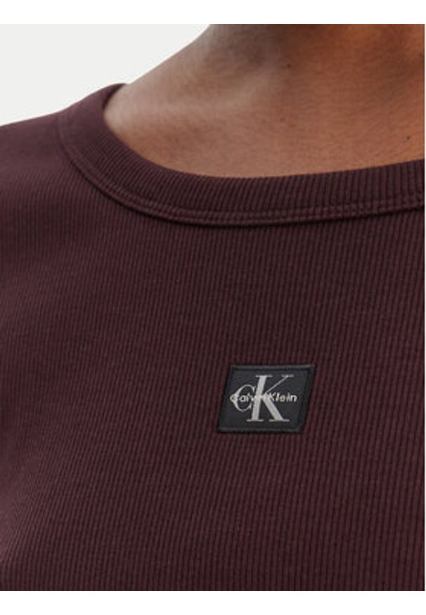 Calvin Klein Jeans T-Shirt LV047C200G Brązowy Slim Fit. Kolor: brązowy. Materiał: bawełna