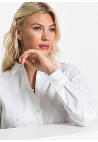 bonprix - Długa bluzka z falbaną. Typ kołnierza: kołnierzyk koszulowy. Kolor: biały. Długość: długie #2