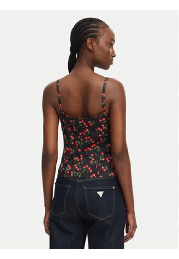 Guess Top W6YH97 W4497 Czarny Regular Fit. Kolor: czarny. Materiał: bawełna