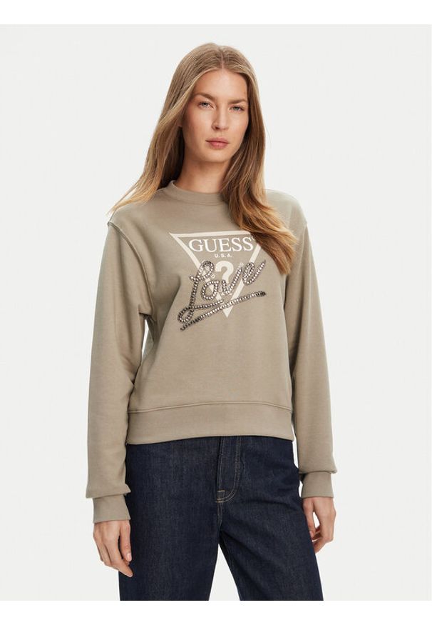 Guess Bluza W5YQ06 KB681 Zielony Regular Fit. Kolor: zielony. Materiał: bawełna