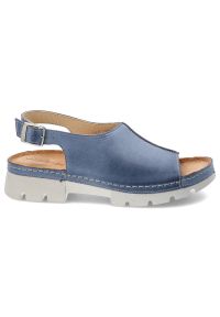Niebieskie Sandały Wasak Skórzane Buty Damskie. Okazja: na co dzień, na spacer. Zapięcie: pasek. Kolor: niebieski. Materiał: skóra. Sezon: lato. Styl: casual #7