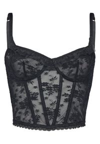 Hunkemöller Biustonosz z fiszbiną Darcy 302364 Czarny. Kolor: czarny. Materiał: syntetyk