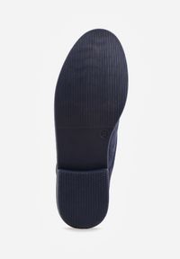 Renee - Granatowe Botki z Sznurowaniem Wasicia. Kolor: niebieski. Materiał: jeans, dzianina, zamsz. Wzór: kratka. Styl: elegancki, klasyczny #5