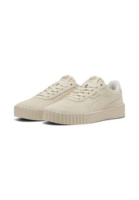 Puma - Damskie sneakersy Carina 3.0 Suede PUMA Alpine Snow Gold White. Okazja: na co dzień. Kolor: biały. Materiał: zamsz. Szerokość cholewki: normalna. Model: Puma Suede. Sport: tenis