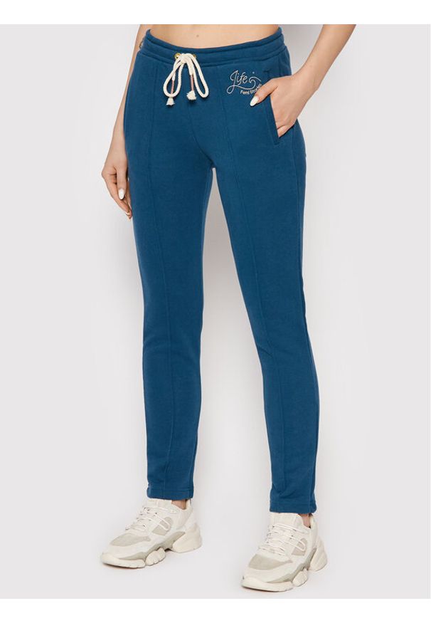 Femi Stories Spodnie dresowe Tricia Granatowy Slim Fit. Kolor: niebieski. Materiał: bawełna