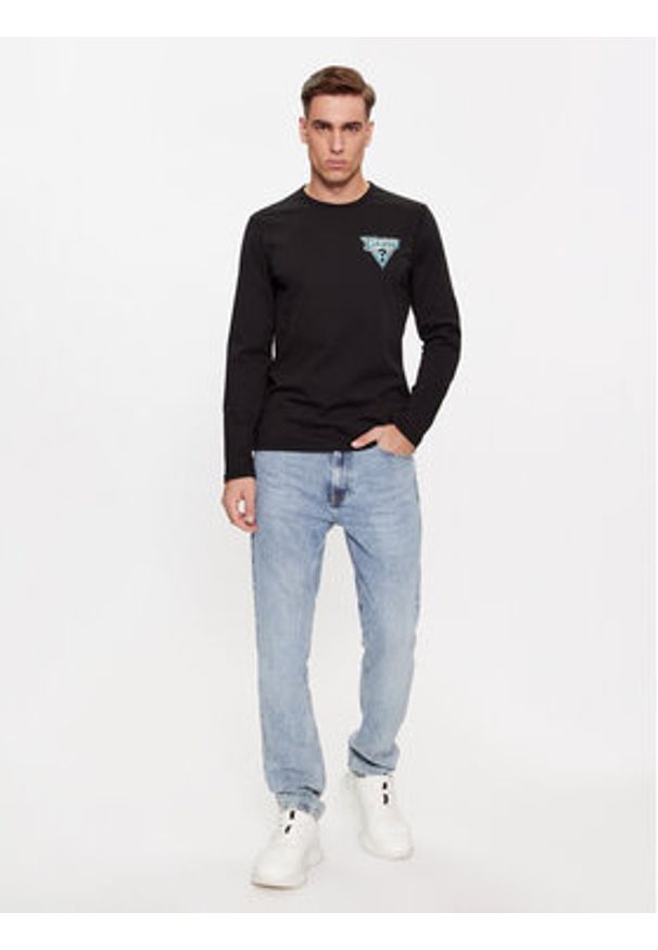 Guess Longsleeve M4RI07 I3Z14 Czarny Slim Fit. Kolor: czarny. Materiał: bawełna. Długość rękawa: długi rękaw
