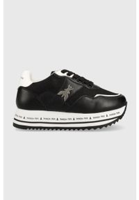 Patrizia Pepe sneakersy dziecięce kolor czarny. Nosek buta: okrągły. Zapięcie: sznurówki. Kolor: czarny. Materiał: skóra, guma. Obcas: na platformie #1