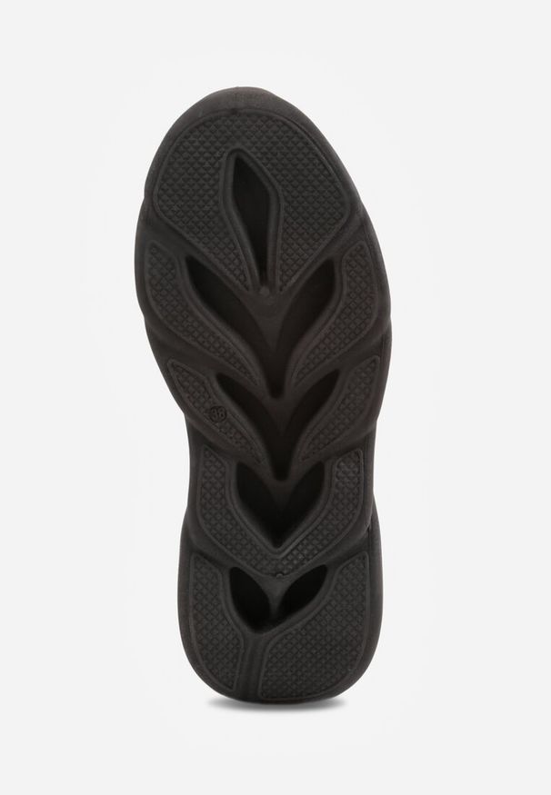 Renee - Czarne Buty Sportowe Sneakersy na Platformie Ozdobionej Tłoczeniem Teliriella. Kolor: czarny. Materiał: skóra. Szerokość cholewki: normalna. Wzór: aplikacja. Obcas: na platformie. Sport: fitness