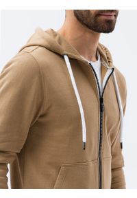 Ombre Clothing - Bluza męska rozpinana z kapturem B1145 - kawowa - XXL. Typ kołnierza: kaptur. Kolor: brązowy. Materiał: bawełna. Styl: klasyczny