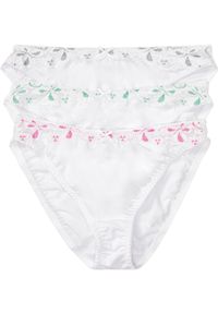 bonprix - Figi (3 pary). Kolor: biały. Wzór: aplikacja, haft #1