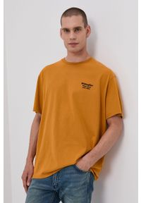 Wrangler - T-shirt bawełniany. Okazja: na co dzień. Kolor: żółty. Materiał: bawełna. Wzór: nadruk. Styl: casual