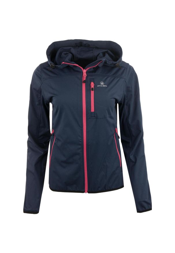 WOMEN\'S BEST - Damska kurtka softshell ATHL. DPT Valeria – Navy, S. Kolor: niebieski, różowy, wielokolorowy. Materiał: softshell. Sport: turystyka piesza