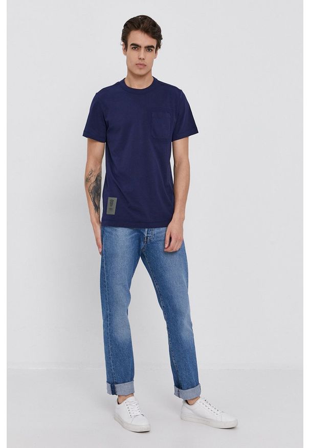 G-Star RAW - G-Star Raw - T-shirt. Okazja: na co dzień. Kolor: niebieski. Materiał: bawełna, dzianina. Wzór: gładki. Styl: casual