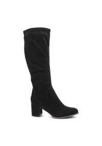 Czarne Kozaki Marco Tozzi Wygodne Eleganckie Buty Damskie. Kolor: czarny. Materiał: materiał. Styl: elegancki