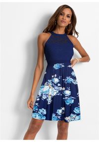 Sukienka w kwiaty bonprix ciemnoniebiesko-lila-jasnoróżowy. Kolor: niebieski. Wzór: kwiaty #4