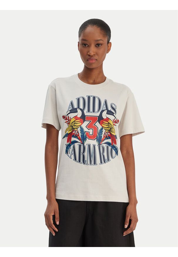 Adidas - adidas T-Shirt Farm Rio Graphic KD4641 Écru Regular Fit. Materiał: bawełna