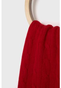 Polo Ralph Lauren Szalik wełniany kolor czerwony gładki. Kolor: czerwony. Materiał: wełna. Wzór: gładki