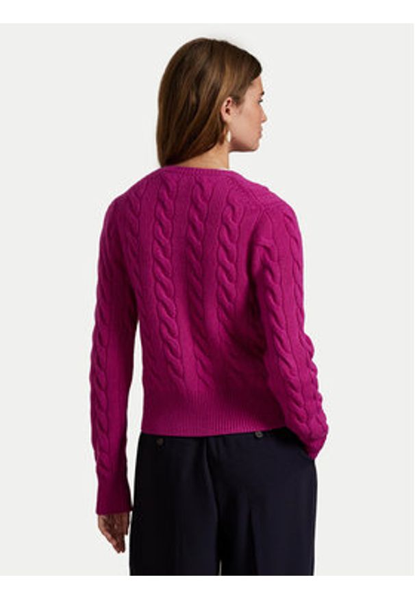 Polo Ralph Lauren Kardigan 211972104006 Różowy Slim Fit. Typ kołnierza: polo. Kolor: różowy. Materiał: wełna